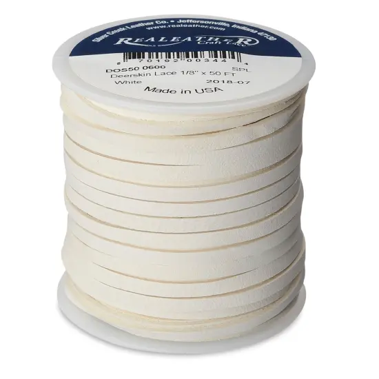 Realeather Deerskin Lace - 1/8" x 50 ft, White {1}