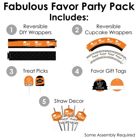 Big Dot of Happiness Orange Grad - Best is Yet to Come - Orange Graduation Party Favors and Cupcake Kit - Fabulous Favor Party Pack - 100 Pieces {3}