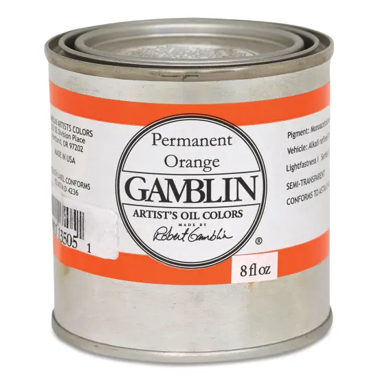 Gamblin Artist's Oil Color - Permanent Orange, 8 oz Can {1}