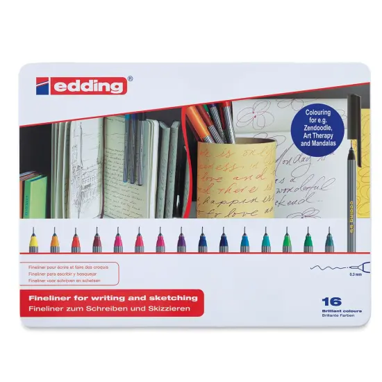 Edding 55 Fineliner Pens - Set of 16 {1}