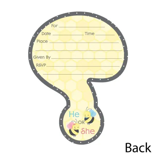 Big Dot of Happiness What Will It Bee - Shaped Fill-In Invitations - Gender Reveal Invitation Cards with Envelopes - Set of 12 {4}
