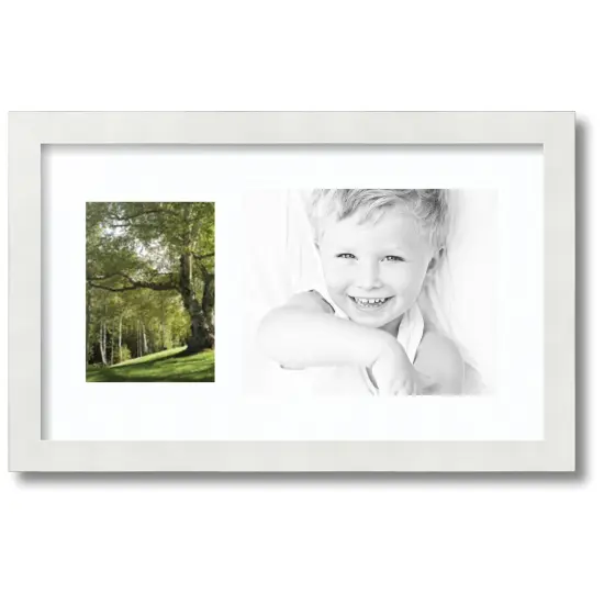 ArtToFrames Collage Photo Picture Frame with 1 - 5x7, 8x10 inch Openings, Framed in White with Over 62 Mat Color Options and Regular Glass (CSM-3966-166) {7}
