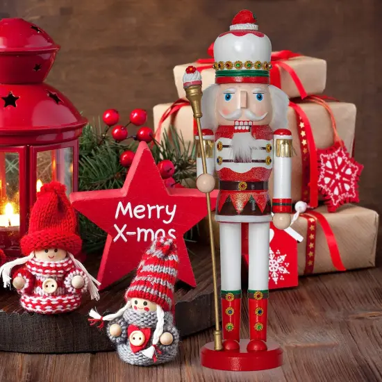 Ornativity Strawberry Toy Soldier Nutcracker - Wooden Strawberry Hat with Cupcake Scepter King Theme Christmas Nutcracker Figure Holiday Decoration {3}