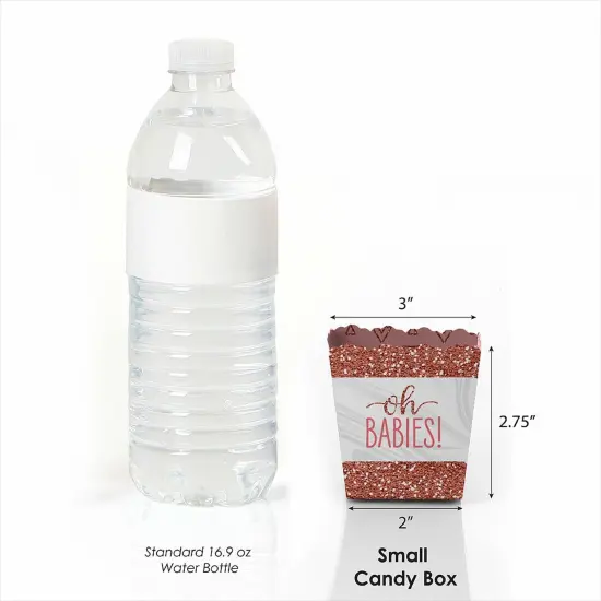 Big Dot of Happiness It's Twin Girls - Party Mini Favor Boxes - Pink and Rose Gold Twins Baby Shower Treat Candy Boxes - Set of 12 {3}