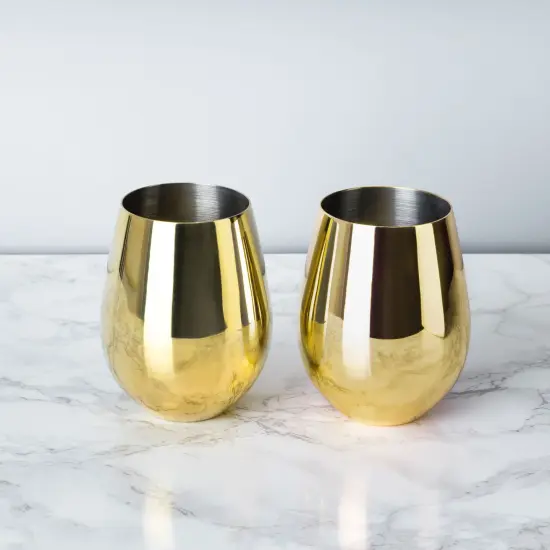 Gold Stemless Wine Glasses  {3}