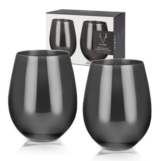 Gunmetal Stemless Wine Glasses  {1}