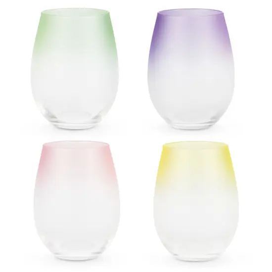 Frosted Ombre Stemless Wine Glasses Blush {1}