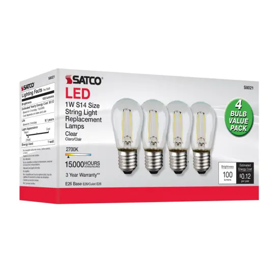 4Pk - Satco S14 2700K LED String Light Replacement Bulb {3}