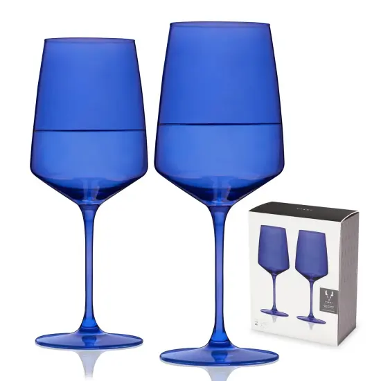 Reserve Nouveau Crystal Wine Glasses in Cobalt  {1}