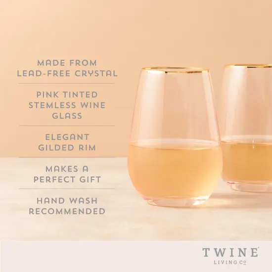 Rose Crystal Stemless Wine Glass Set  {4}