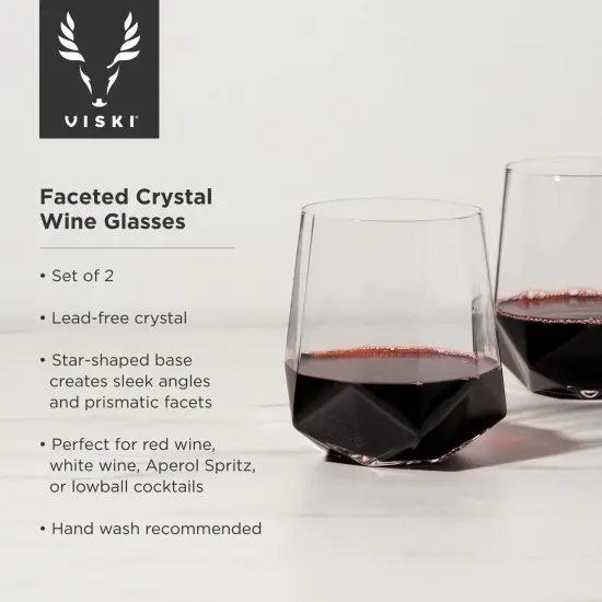 Seneca Crystal Faceted Wine Glasses  {4}