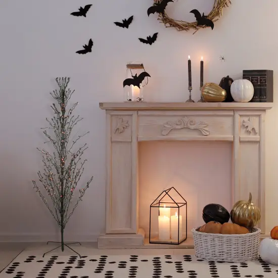 Northlight Pre-Lit Cascade Outdoor Halloween Twig Tree - 4' - Black - Orange Lights {4}