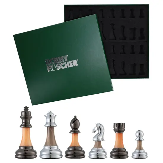 Bobby Fischer Metal & Acrylic Chess Pieces, 3.5 inch king {1}