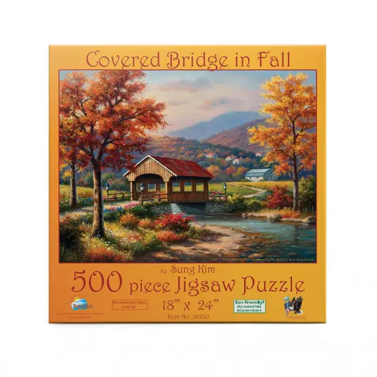 Sunsout Covered Bridge in Fall 500 pc Jigsaw Puzzle 36610 {4}