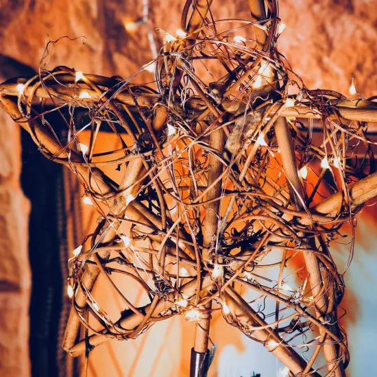Ornativity Rattan Star Tree Topper - Christmas Rustic LED Light Up Tree Topper Decoration {3}