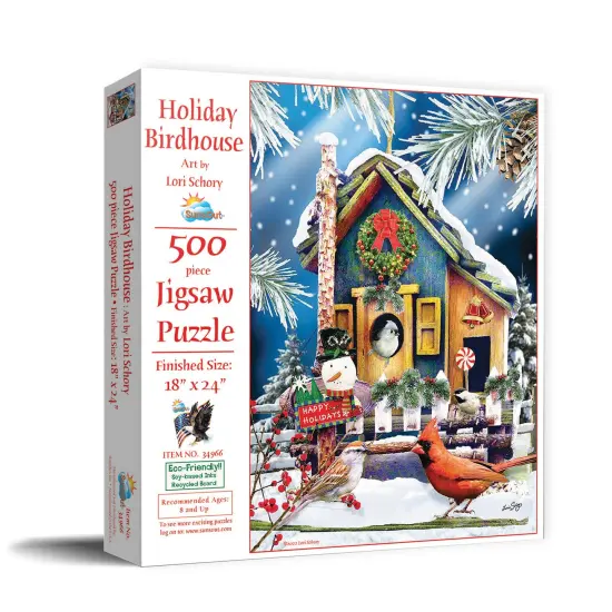 Sunsout Holiday Birdhouse 500 pc Christmas Jigsaw Puzzle 34966 {3}