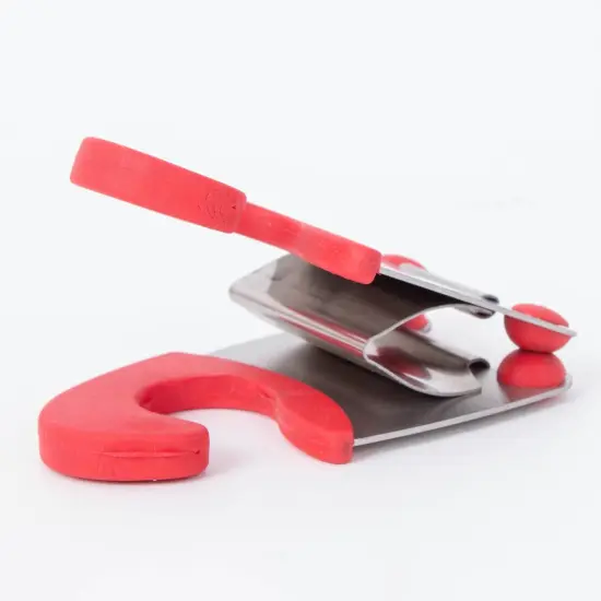 Lehman's Pot Clip Spoon Rest Clamp, Stainless Steel and Rubber Grip, Red {3}