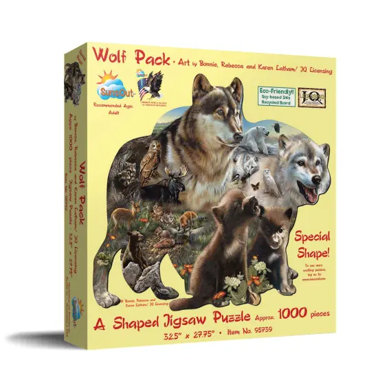 Sunsout Wolf Pack 1000 pc Special Shape Jigsaw Puzzle 95739 {3}