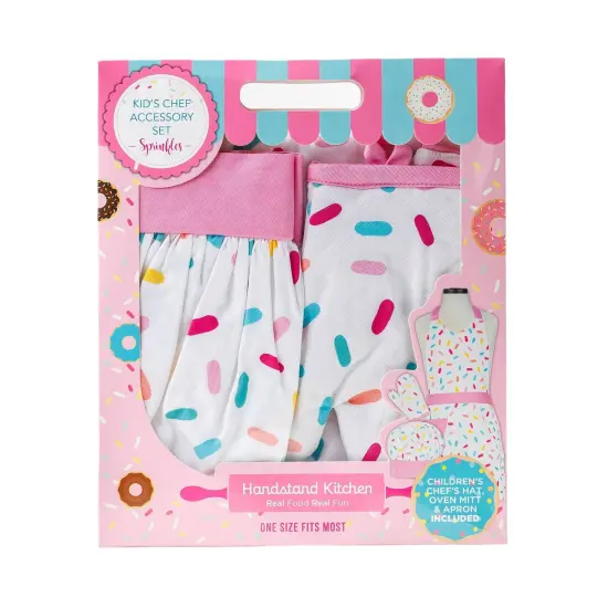 Handstand Kitchen Kid's 3 Piece Set Hat Oven Mitt Apron Sprinkles {1}