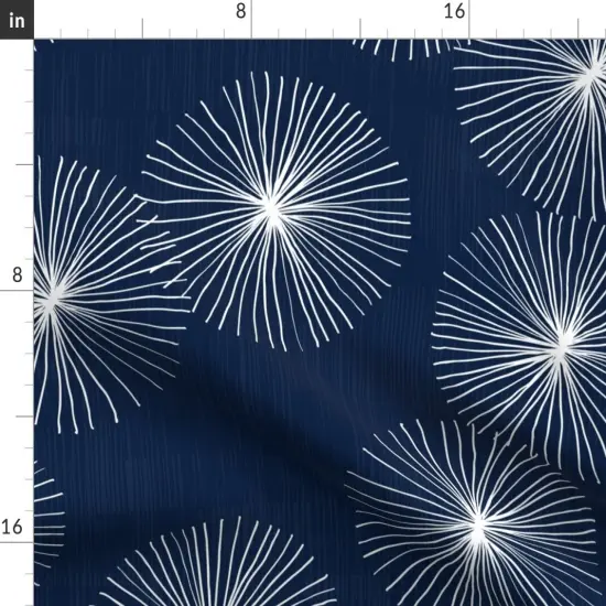 Various Fabrics by the Yard or Fat Quarter Mid Century Modern Circle Snowflake Chinoiserie Minimalist Mod Geo Dandelion White Blue Navy Flower Custom Printed Fabric by Spoonflower {2}