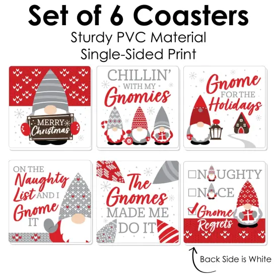 Big Dot of Happiness Christmas Gnomes - Funny Holiday Party Decorations - Drink Coasters - Set of 6 {6}
