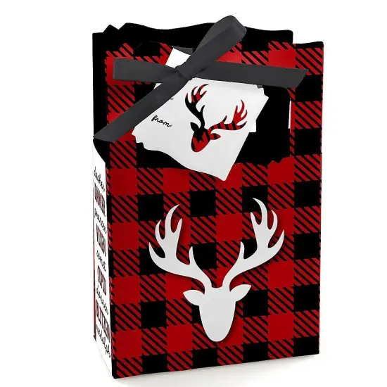 Big Dot of Happiness Prancing Plaid - Christmas and Holiday Buffalo Plaid Party Favor Boxes Gift Bags - 12 Count {1}