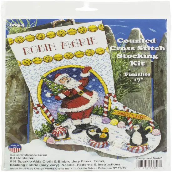 Design Works Counted Cross Stitch Stocking Kit 17" Long-Candy Land Santa {1}