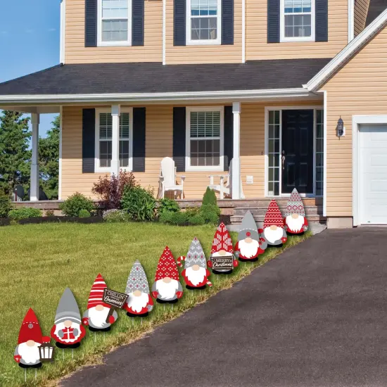 Big Dot of Happiness Christmas Gnomes - Lawn Decorations - Outdoor Holiday Party Yard Decorations - 10 Piece {4}