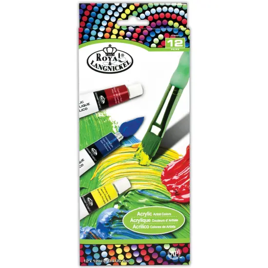 Royal & Langnickel(R) Acrylic Paints 12ml 12/Pkg-Assorted Colors {1}