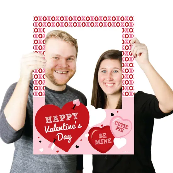Big Dot of Happiness Conversation Hearts - Valentine's Day Party Selfie Photo Booth Picture Frame & Props - Printed on Sturdy Material {6}