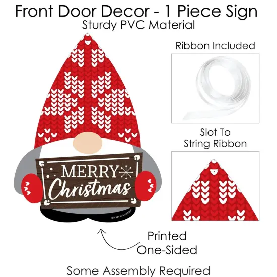 Big Dot of Happiness Christmas Gnomes - Hanging Porch Holiday Party Outdoor Decorations - Front Door Decor - 1 Piece Sign {6}