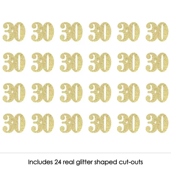 Big Dot of Happiness Gold Glitter 30 - No-Mess Real Gold Glitter Cut-Out Numbers - 30th Birthday Party Confetti - Set of 24 {3}