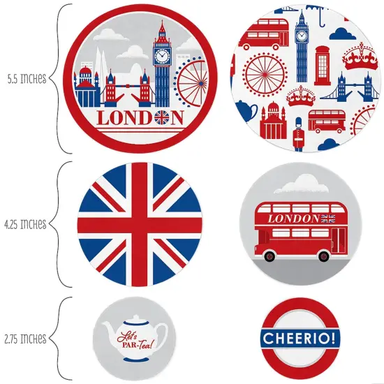 Big Dot of Happiness Cheerio, London - British UK Party Giant Circle Confetti - Party Decorations - Large Confetti 27 Count {3}