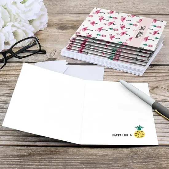 Big Dot of Happiness Pink Flamingo - Party Like a Pineapple - Tropical Summer Thank You Cards (8 count) {6}