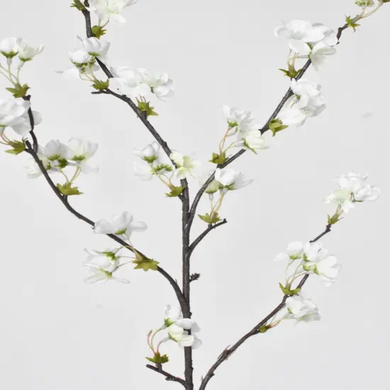 36" Faux Quince Blossom Cream / White Stem Flowering Branch {3}