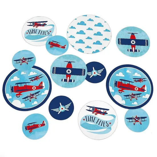 Big Dot of Happiness Taking Flight - Airplane - Vintage Plane Baby Shower or Birthday Party Giant Circle Confetti - Party D&eacute;cor - Large Confetti 27 Ct {1}