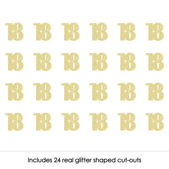 Big Dot of Happiness Gold Glitter 18 - No-Mess Real Gold Glitter Cut-Out Numbers - 18th Birthday Party Confetti - Set of 24 {3}