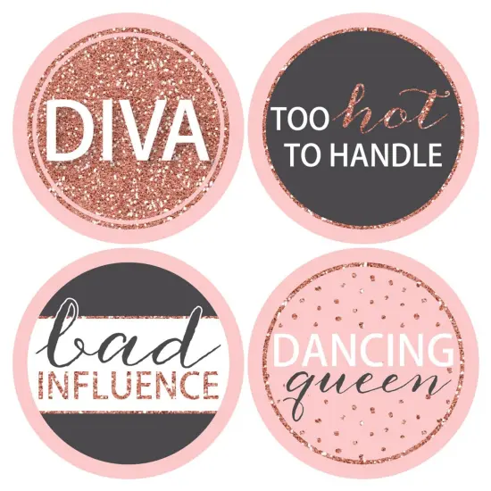Big Dot of Happiness Bride Squad - Rose Gold Bridal Shower or Bachelorette Party Funny Name Tags - Party Badges Sticker Set of 12 {7}