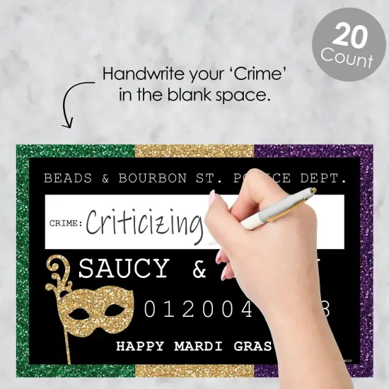 Big Dot of Happiness Mardi Gras - Party Mug Shots - Photo Booth Props Mardi Gras Party Mugshot Signs - 20 Count {3}