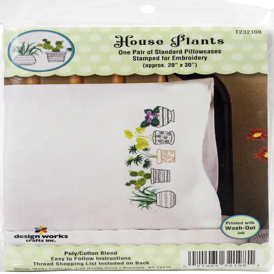 Tobin Stamped For Embroidery Pillowcase Pair 20"X30"-House Plants {1}