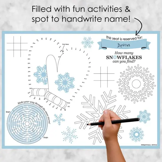 Big Dot of Happiness Winter Wonderland - Paper Snowflake Holiday Party and Winter Wedding Coloring Sheets - Activity Placemats - Set of 16 {3}