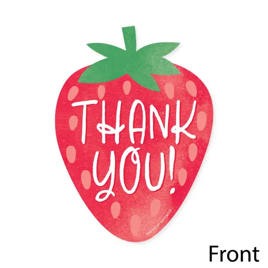 Big Dot of Happiness Berry Sweet Strawberry - Shaped Thank You Cards - Themed Birthday Party or Baby Shower Thank You Note Cards with Envelopes 12 Ct {4}
