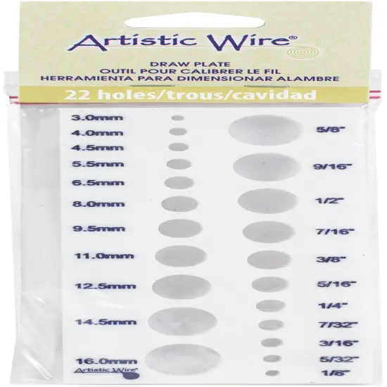 Artistic Wire Acrylic Draw Plate 22 Holes-Mm & Inches {1}
