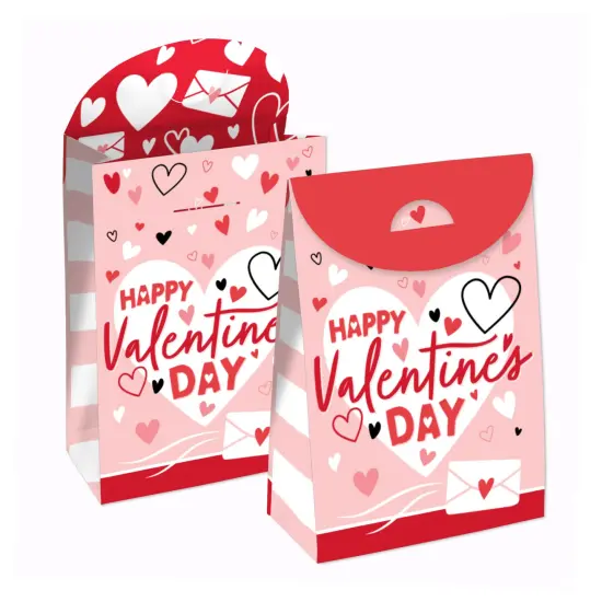 Big Dot of Happiness Happy Valentine&rsquo;s Day - Valentine Hearts Gift Favor Bags - Party Goodie Boxes - Set of 12 {1}