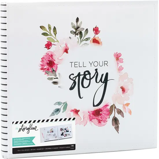 Heidi Swapp Storyline2 Post Bound Album 12"X12"-White Floral {1}