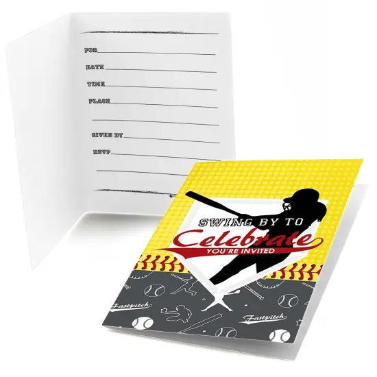 Big Dot of Happiness Grand Slam - Fastpitch Softball - Fill In Birthday Party or Baby Shower Invitations (8 count) {1}