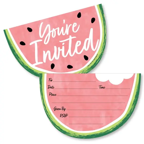 Big Dot of Happiness Sweet Watermelon - Shaped Fill-In Invitations - Fruit Party Invitation Cards with Envelopes - Set of 12 {1}