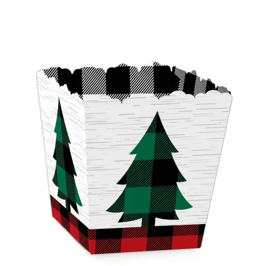 Big Dot of Happiness Holiday Plaid Trees - Party Mini Favor Boxes - Buffalo Plaid Christmas Party Treat Candy Boxes - Set of 12 {1}