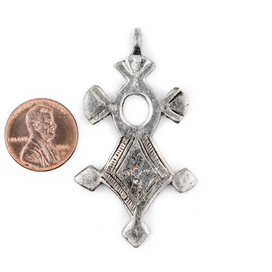 The Bead Chest Agounit Silver Moroccan Tuareg Cross Pendant (32x56mm): North African Tribal Berber Moroccan Sahara Pendant for Jewelry {2}