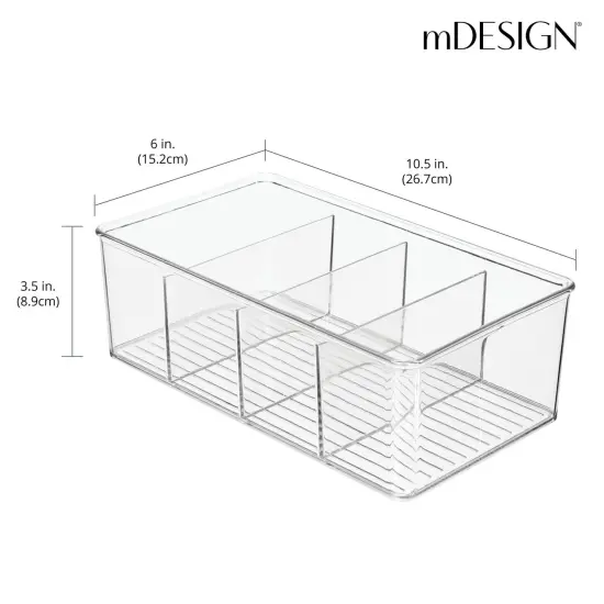 mDesign Plastic 4-Section Divided Kitchen or Pantry Organizer Bin {3}